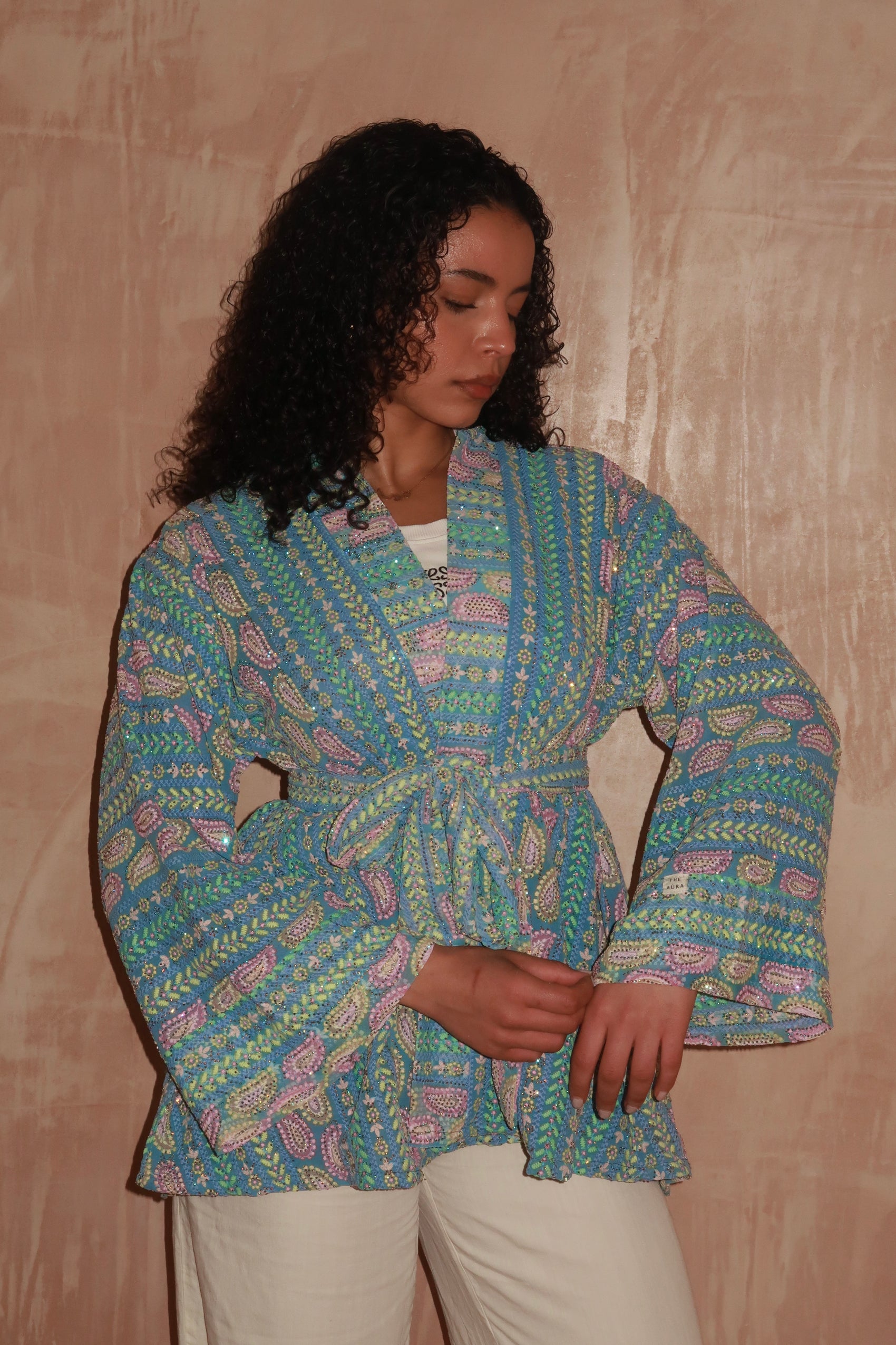 Dark Blue Paisley Kimono