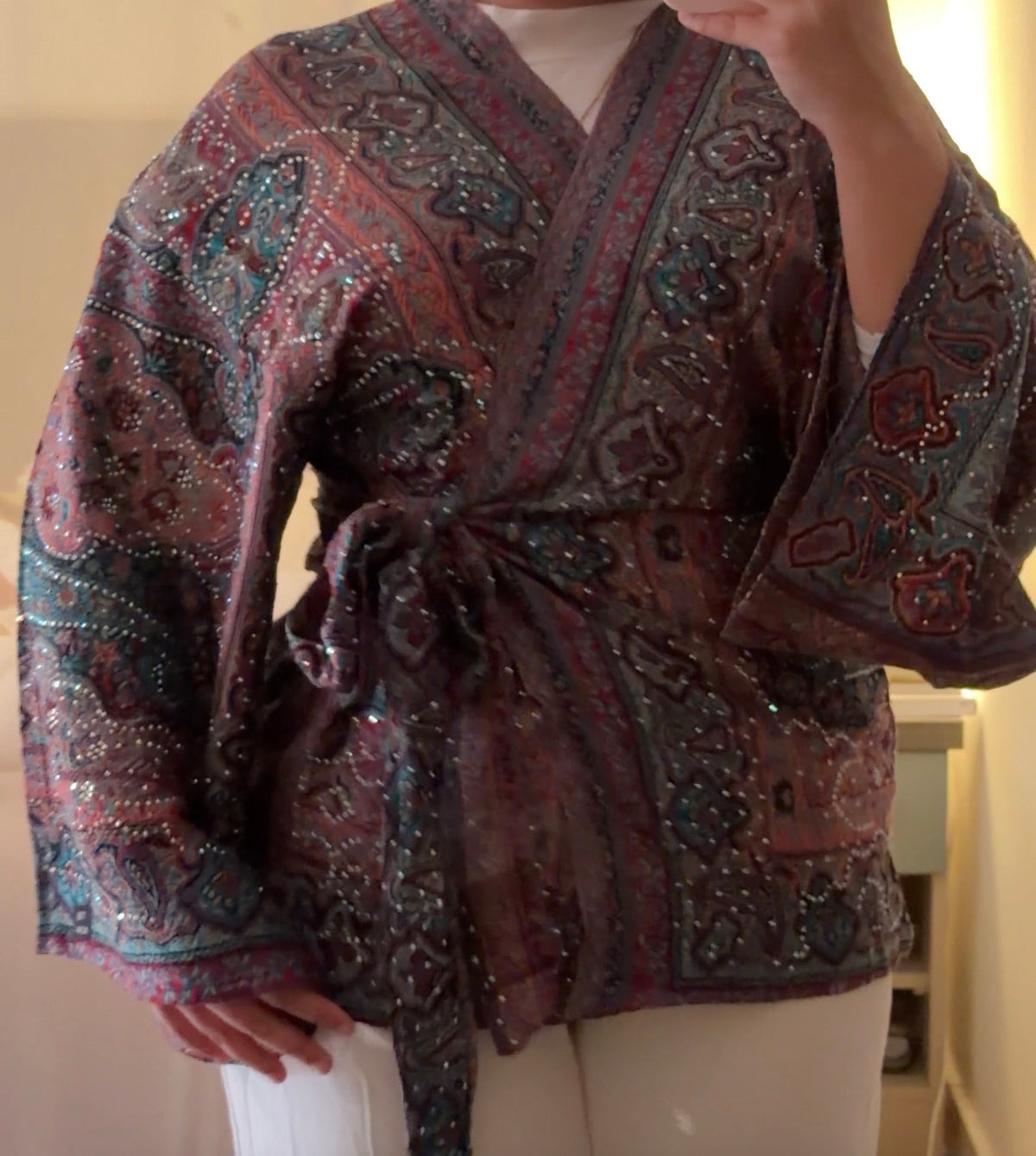 Black Blue Wrap top