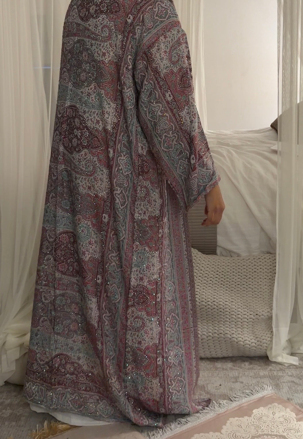 Burgundy Blue Abaya